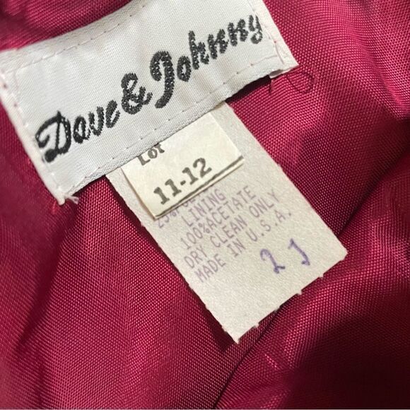 VTG 90s DAVE & JOHNNY Burgundy metallic square neck bow maxi‎ dress gown 11 12 - Picture 6 of 10